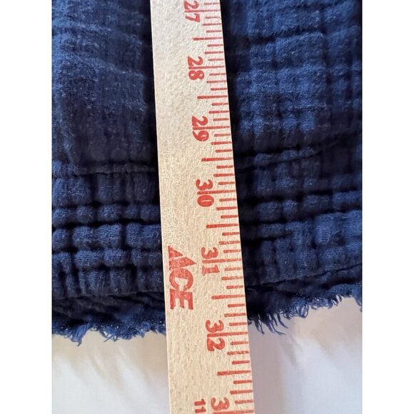 FREE PEOPLE navy gauzy fringe mini dress a-line L festival lightweight boho - Picture 10 of 10